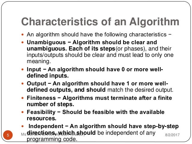 Algorithm and Flowcharts