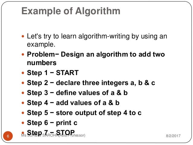 Algorithm and Flowcharts