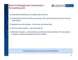 Investor Relations and Shareholder Communication : Linking internal ...