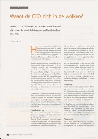 FD Magazine - artikel 'Waagt de CFO zich in de wolken?'