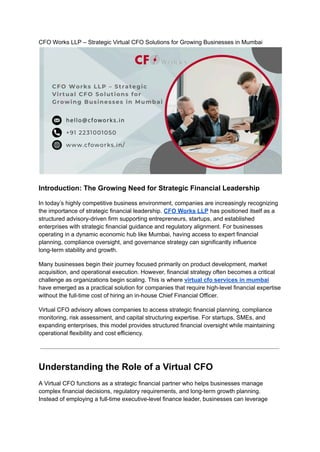 CFO Works LLP – Strategic Virtual CFO Solutions for Growing Businesses ...