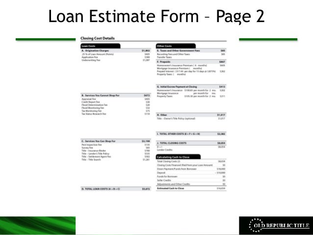 Loan Estimate Page 2 >> Cfpb Integrated Mortgage Disclosure Presentation By Orntic Loan Estimate Page 2 >> Cfpb Integrated Mortgage Disclosure Presentation By Orntic