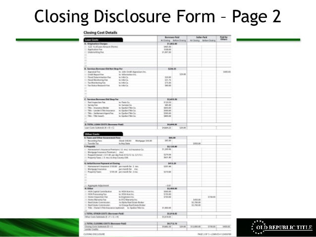 closing disclosure form closing disclosure form