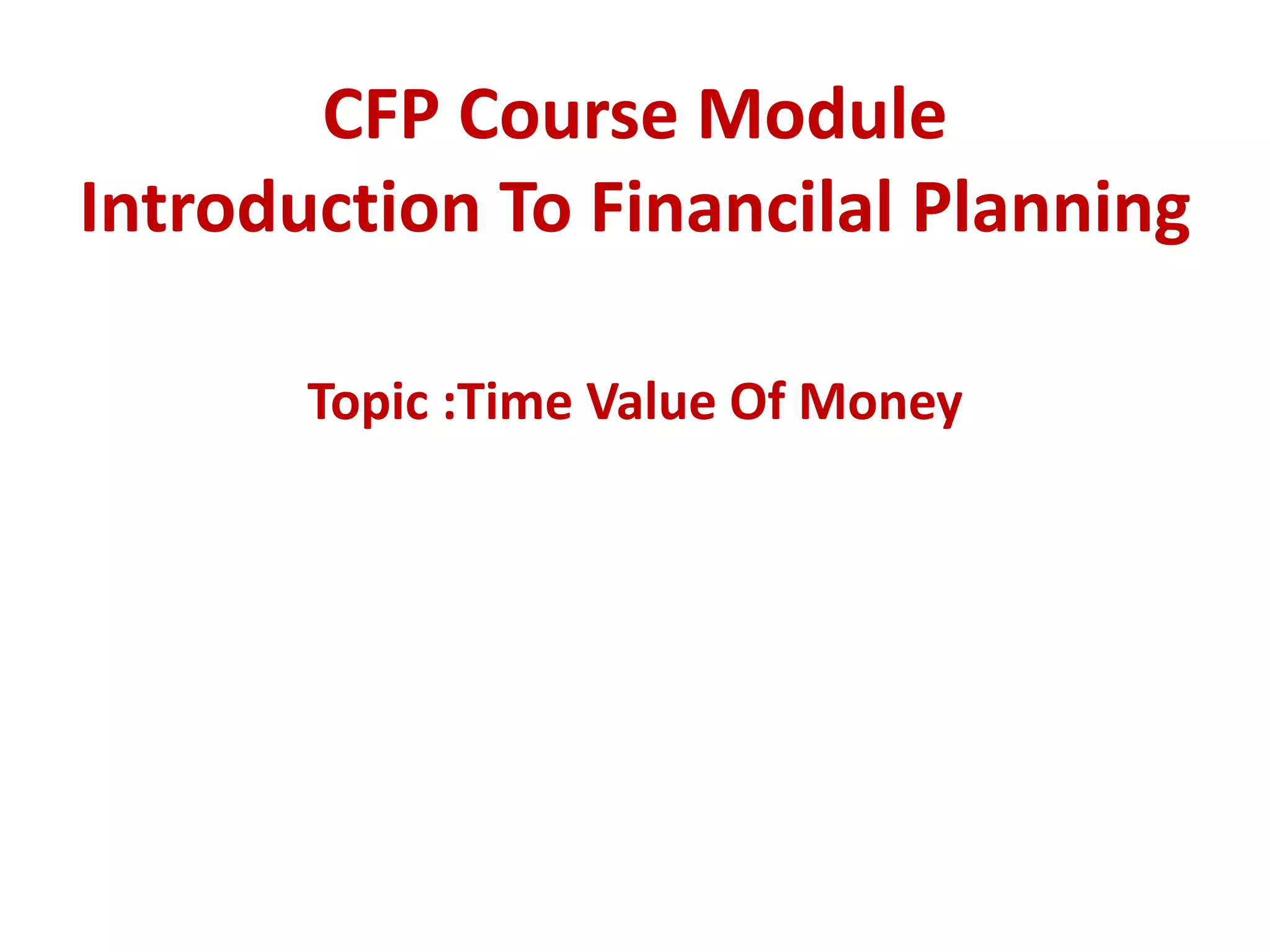 CFP Introduction To financial planning | PPTX