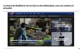 La Home de RedBull.fr est en fait un site éditorialisé, avec du contenu d’
actualité
CFPJ Buzz- Mars 2015
 