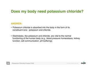 Frequently Asked Questions About Potassium Chloride & Food | PDF