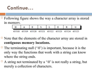 Terminating Character Strings CFP_Unit 4. Arrays, Structure and Pointers pptx | PPTX