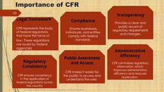 CFR (code of federal regulations) for Mpharm | PPTX