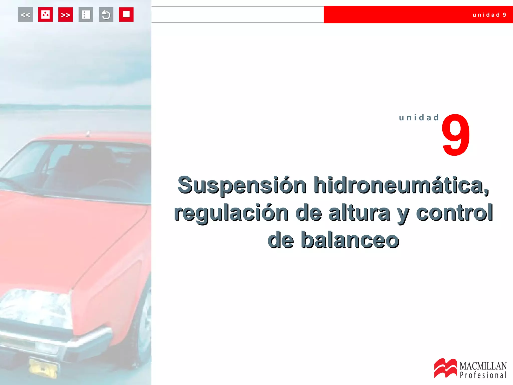 unidad 9




                              9
                     unidad




Suspensión hidroneumática,
regulación de altura y control
        de balanceo
 