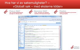 Hva har vi av søkemuligheter? –
«Globalt søk – med eksterne kilder»

 