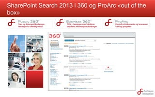 SharePoint Search 2013 i 360 og ProArc «out of the
box»

 