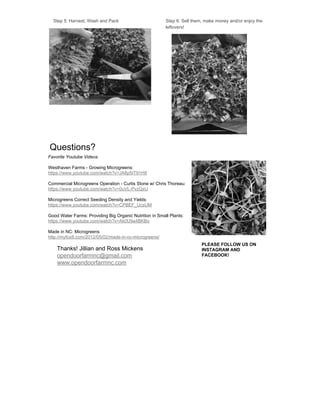 Microgreen production for Year-Round Harvest, CFSA SAC 2015