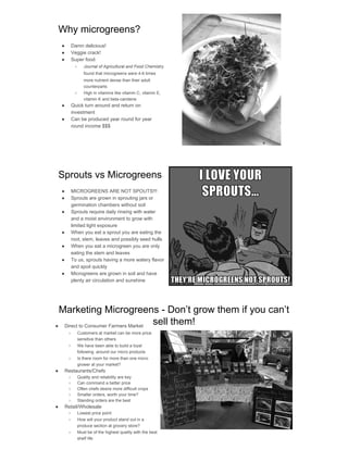 Microgreen production for Year-Round Harvest, CFSA SAC 2015