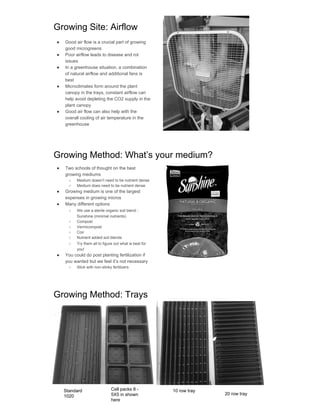 Microgreen production for Year-Round Harvest, CFSA SAC 2015