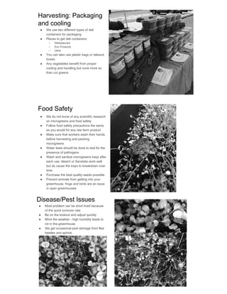 Microgreen production for Year-Round Harvest, CFSA SAC 2015