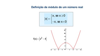 Definição de módulo de um número real
x, se x 0
x
x, se x 0

 
 
2
f(x) x 4 
 