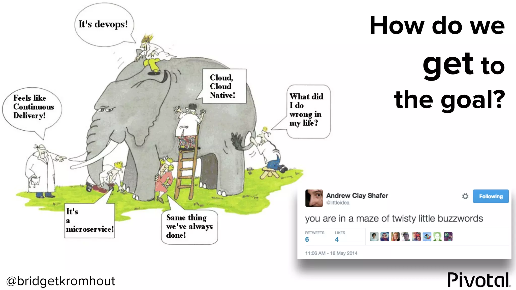 @bridgetkromhout
How do we
get to
the goal?
 