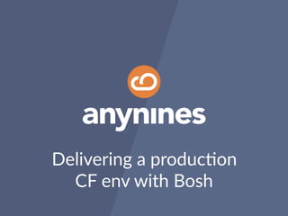 Delivering a produc0on
CF env with Bosh
 