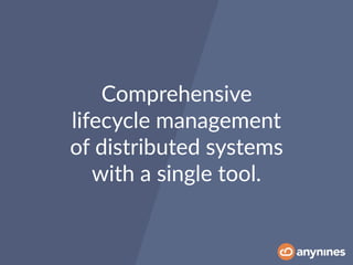 Comprehensive
lifecycle management
of distributed systems
with a single tool.
 