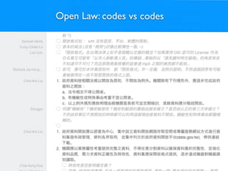 Open Law: codes vs codes
 