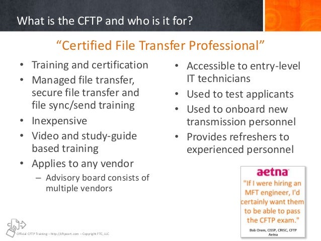 Managed File Transfer Certification and Training (CFTP)