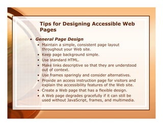 Improving Your Web Site Accessibility
