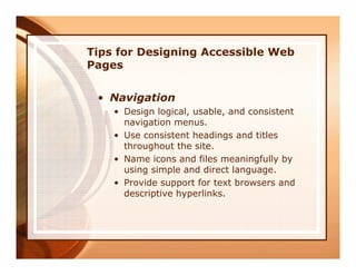 Improving Your Web Site Accessibility