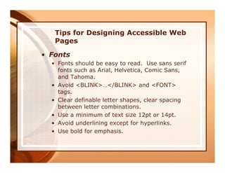 Improving Your Web Site Accessibility