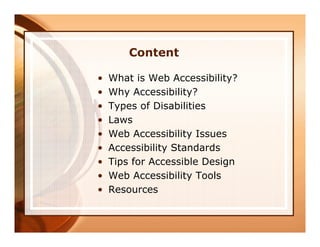 Improving Your Web Site Accessibility