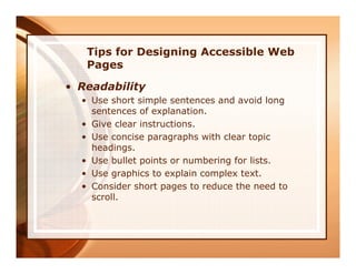 Improving Your Web Site Accessibility