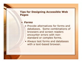 Improving Your Web Site Accessibility