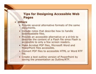 Improving Your Web Site Accessibility