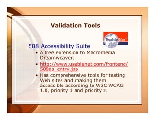 Improving Your Web Site Accessibility