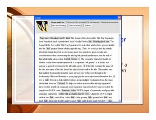 Improving Your Web Site Accessibility