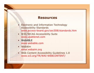 Improving Your Web Site Accessibility
