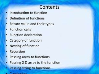 Function in C Programming | PPTX | Web Development | Internet