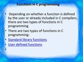 Function in C Programming | PPT