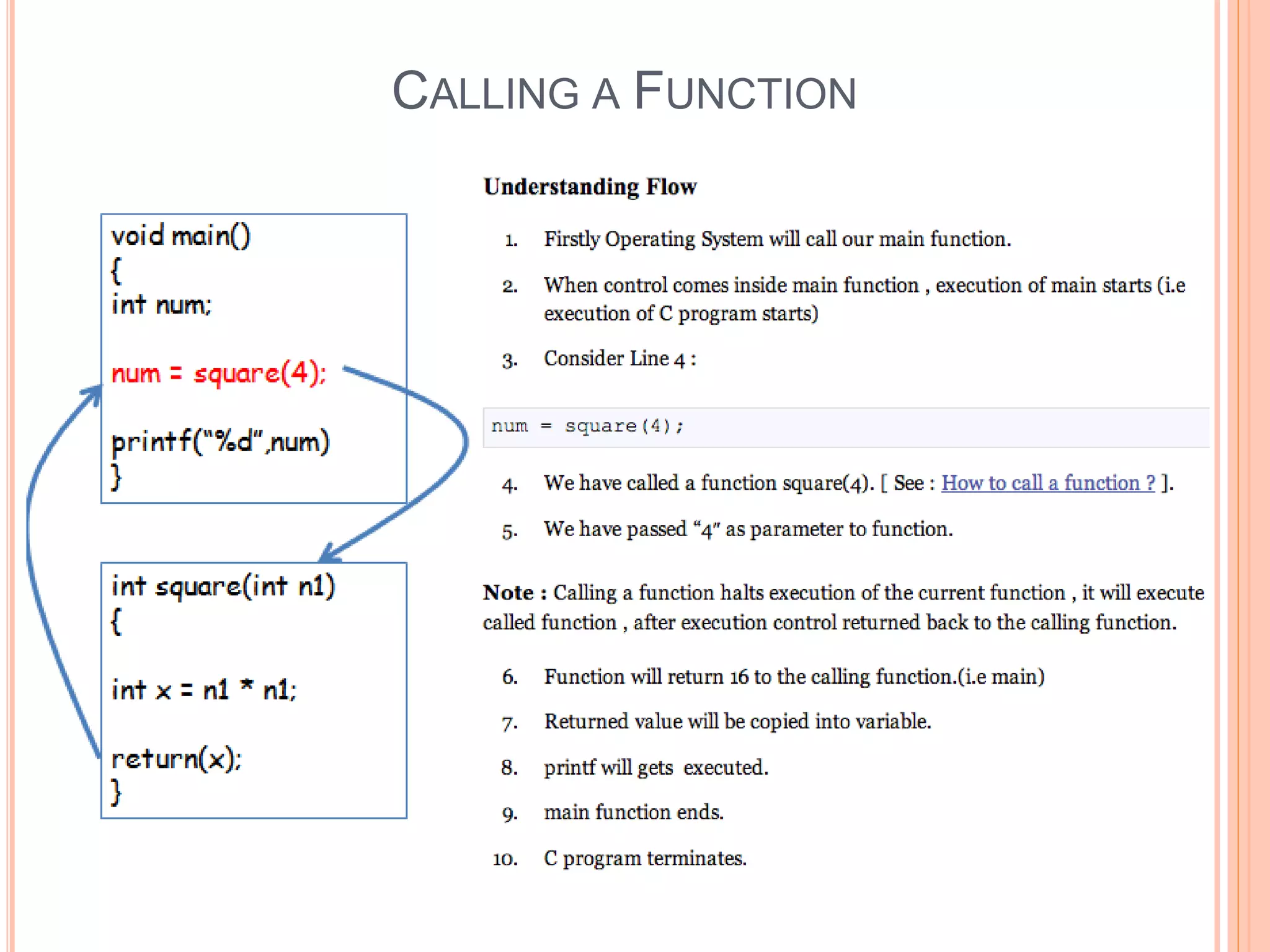 CALLING A FUNCTION
 