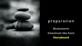 preparation
   Brainstorm
Construct the Core
   Storyboard
 