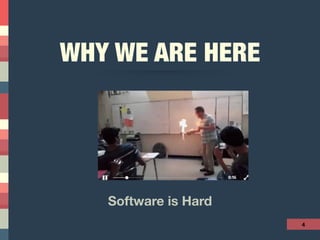 WHY WE ARE HERE
Software is Hard
4
 
