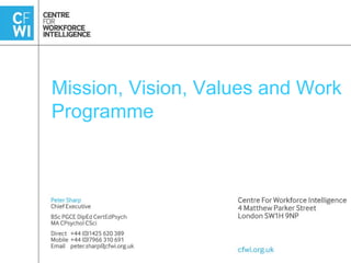 Mission, Vision, Values and Work
Programme
 