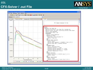 CCL
13-20
ANSYS, Inc. Proprietary
© 2009 ANSYS, Inc. All rights reserved.
April 28, 2009
Inventory #002598
Training ManualCFX-Solver / .out File
 