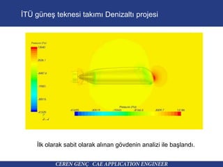 ĠTÜ güneĢ teknesi takımı Denizaltı projesi
Ġlk olarak sabit olarak alınan gövdenin analizi ile baĢlandı.
 