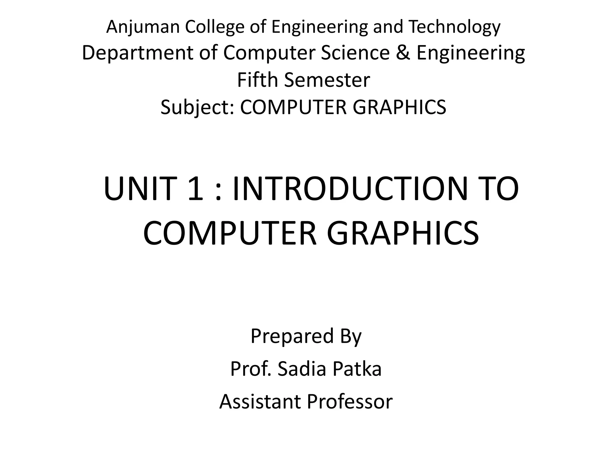 Introduction to Computer Graphics | PPT