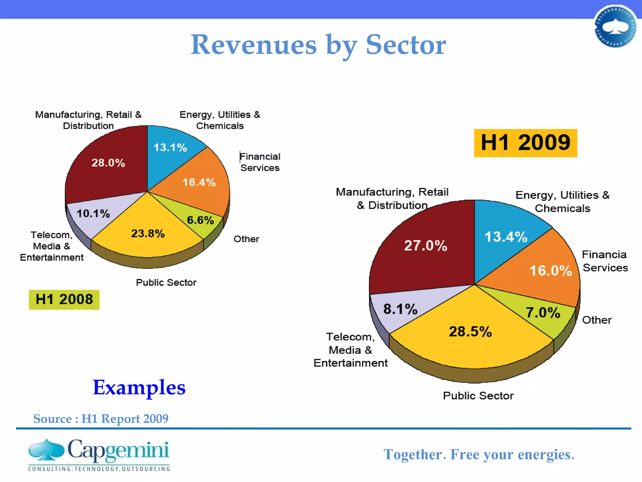 Revenues by Sector Examples Source : H1 Report 2009 