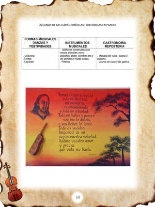 60
ALGUNAS DE LAS CARACTERÍSTICAS FOLKLÓRICAS EN PANDO
 