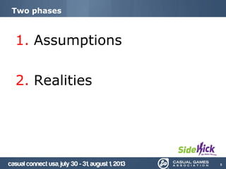 Two phases
1. Assumptions
2. Realities
5
 