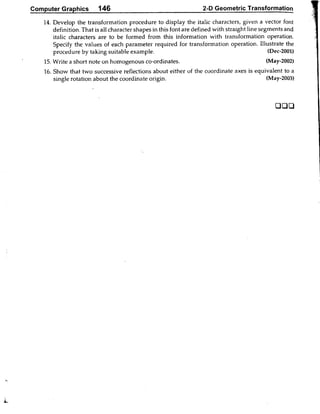 Computer Graphics Notes (B.Tech, KUK, MDU)