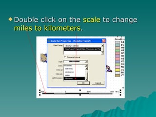 Double click on the  scale  to change  miles to kilometers .  