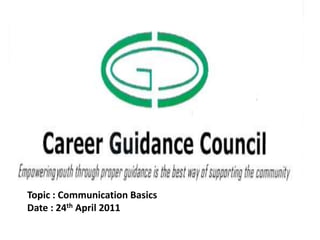 Topic : Communication Basics Date : 24th April 2011 